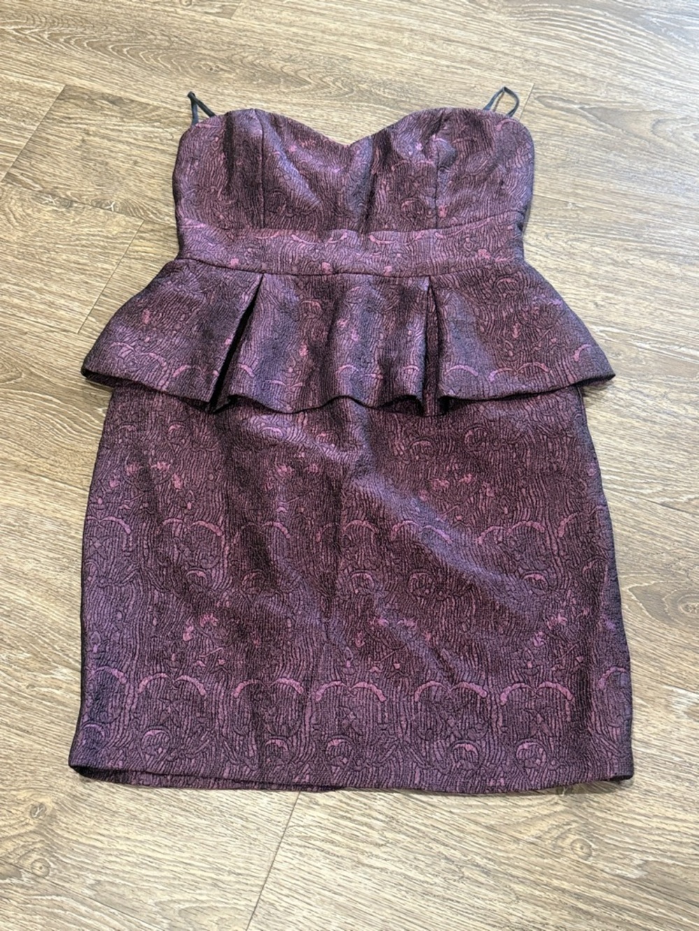 Mystic Strapless Peplum Dress in Plum and Berry
